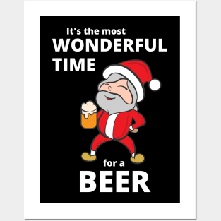 It's the most wonderful time for a beer Funny Christmas Santa Posters and Art